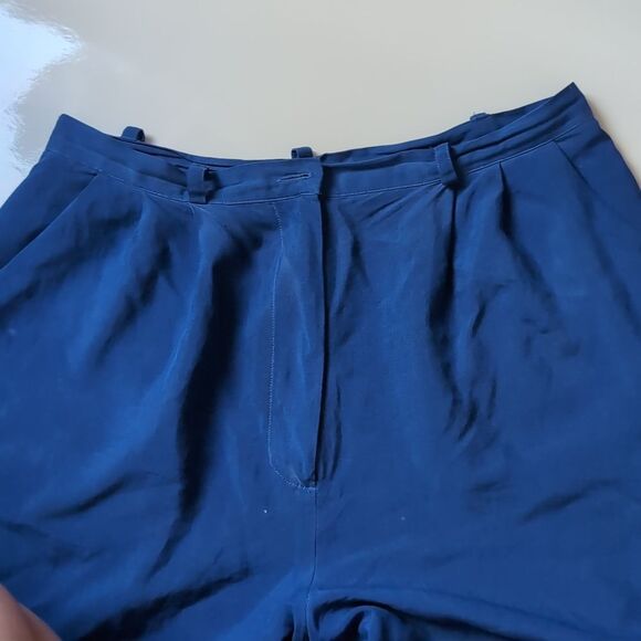 Vintage Jeremy Scott 💯 SILK cobalt Blue Ankle Length Pants Size M - Picture 4 of 6